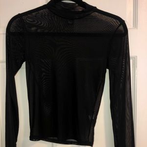 Black Mesh Long Sleeve Top